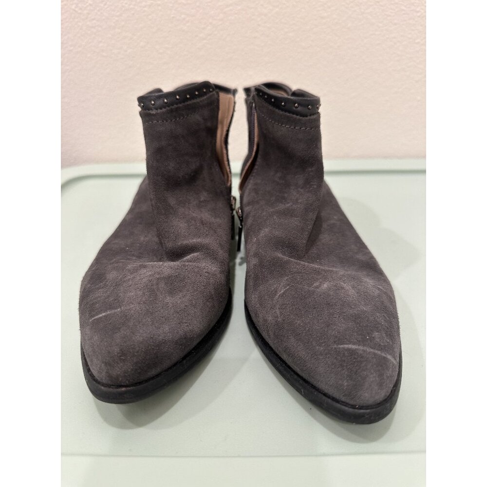 Italeau Miralda Women's Gray Suede Leather Studded Side Zip Ankle Boots Size 41